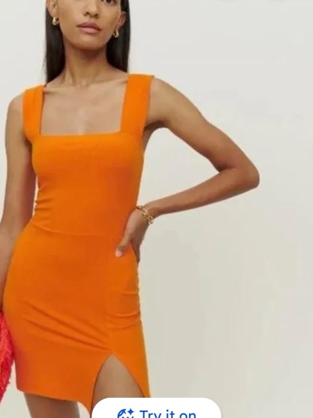 Reformation NWT Square-Neck Orange Bodycon Mini Dress
